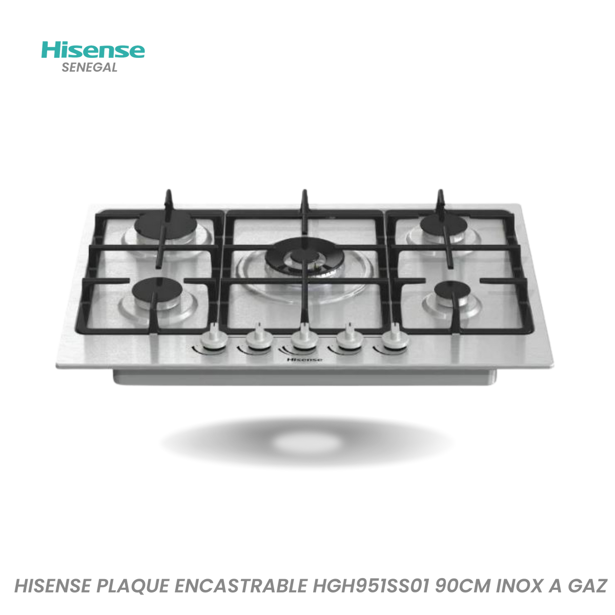 Plaque de Cuisson Encastrable Hisense 90 cm à Gaz Inox – Réf. HGH951SS01