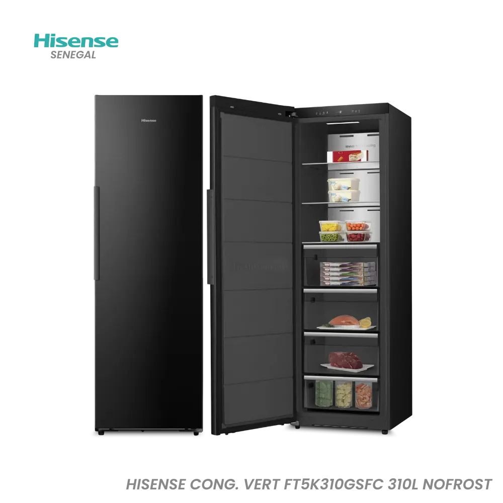 Congélateur Armoire Vertical Hisense 310 L No Frost Noir – Réf. FT5K310GSFC