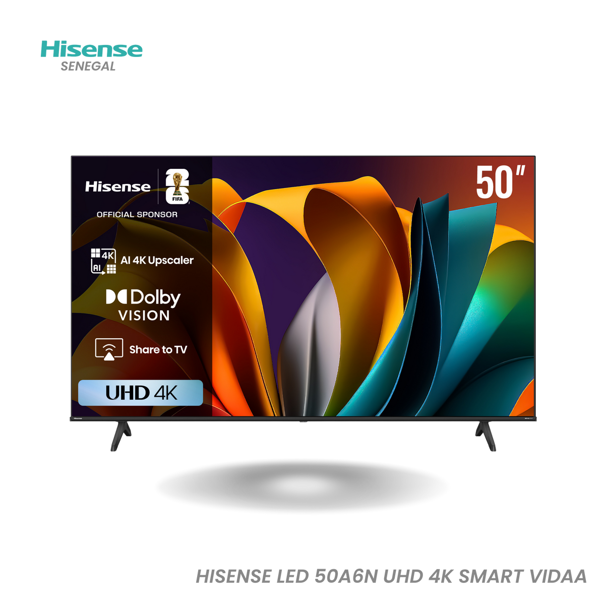 Téléviseur Hisense 50" LED 4K UHD Smart TV – Réf. 50A6N