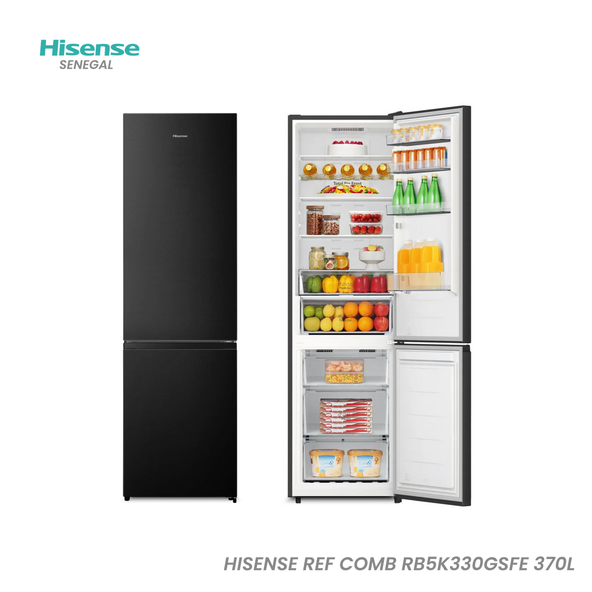 Réfrigérateur Combiné Double Porte Hisense 370 L – Réf. RB5K330GSFE