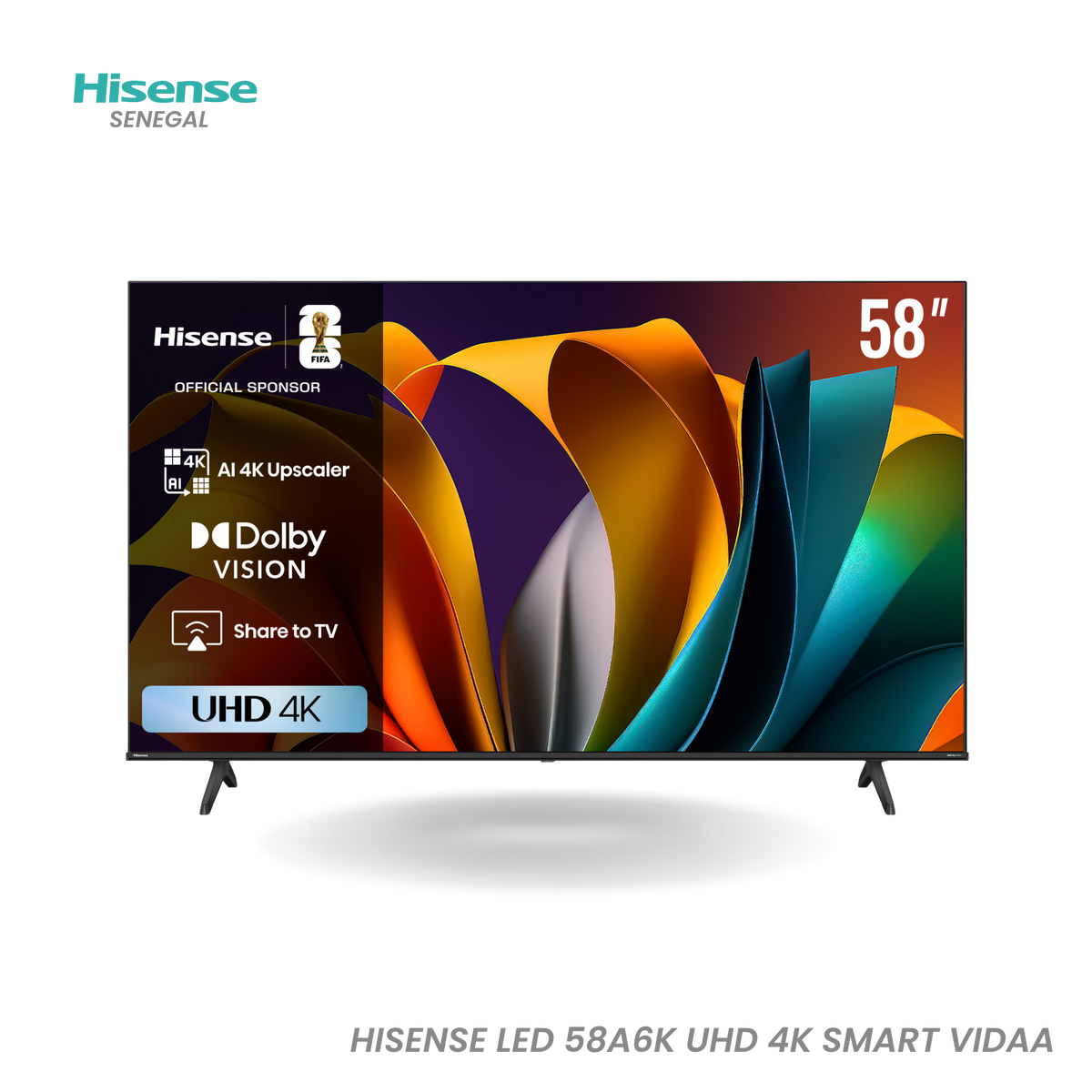 Téléviseur Hisense 58" LED 4K UHD Smart TV – Réf. 58A6K