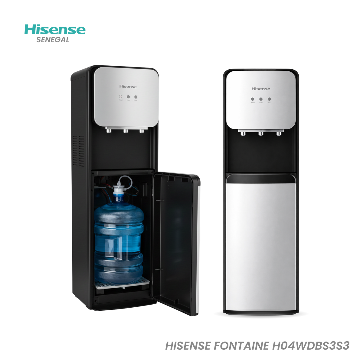 Fontaine à Eau Hisense Cache-Bouteille Gris – Réf. H04WDBS3S3