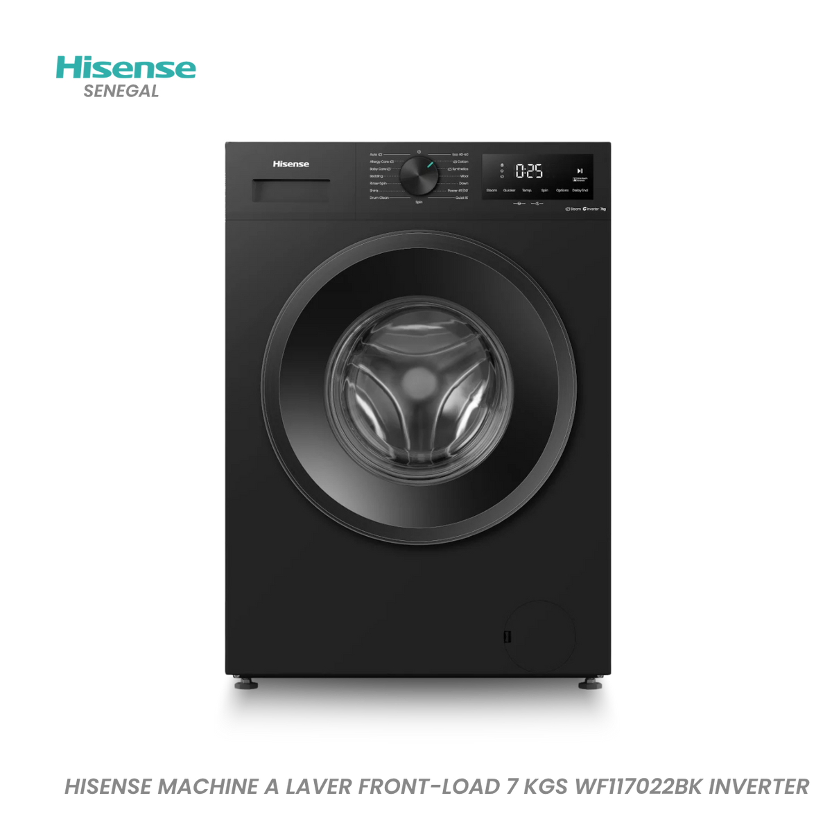 Lave-Linge Frontal Hisense 7 KG Inverter WF117022BK – Electro Privé Sénégal