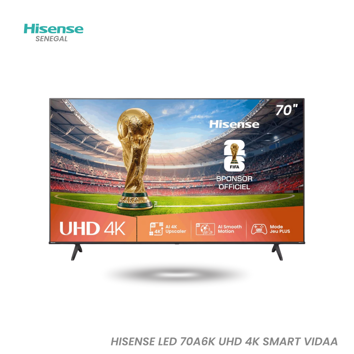 Téléviseur Hisense 70" LED 4K UHD Smart TV – Réf. 70A6K