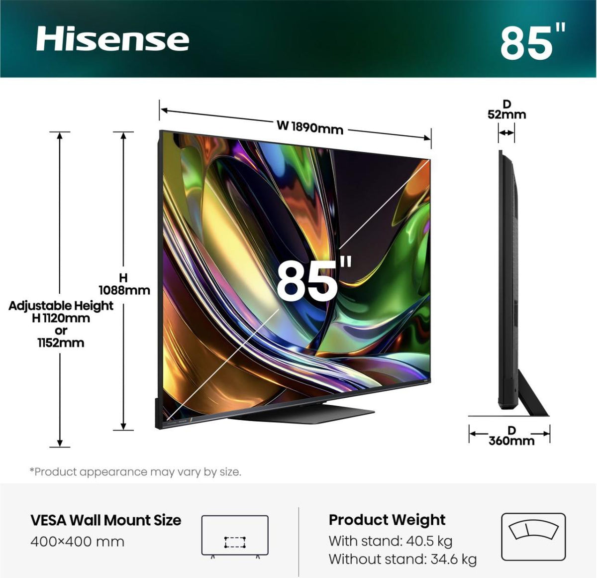 Téléviseur Hisense 85" ULED-X 4K UHD – Réf. UR8S