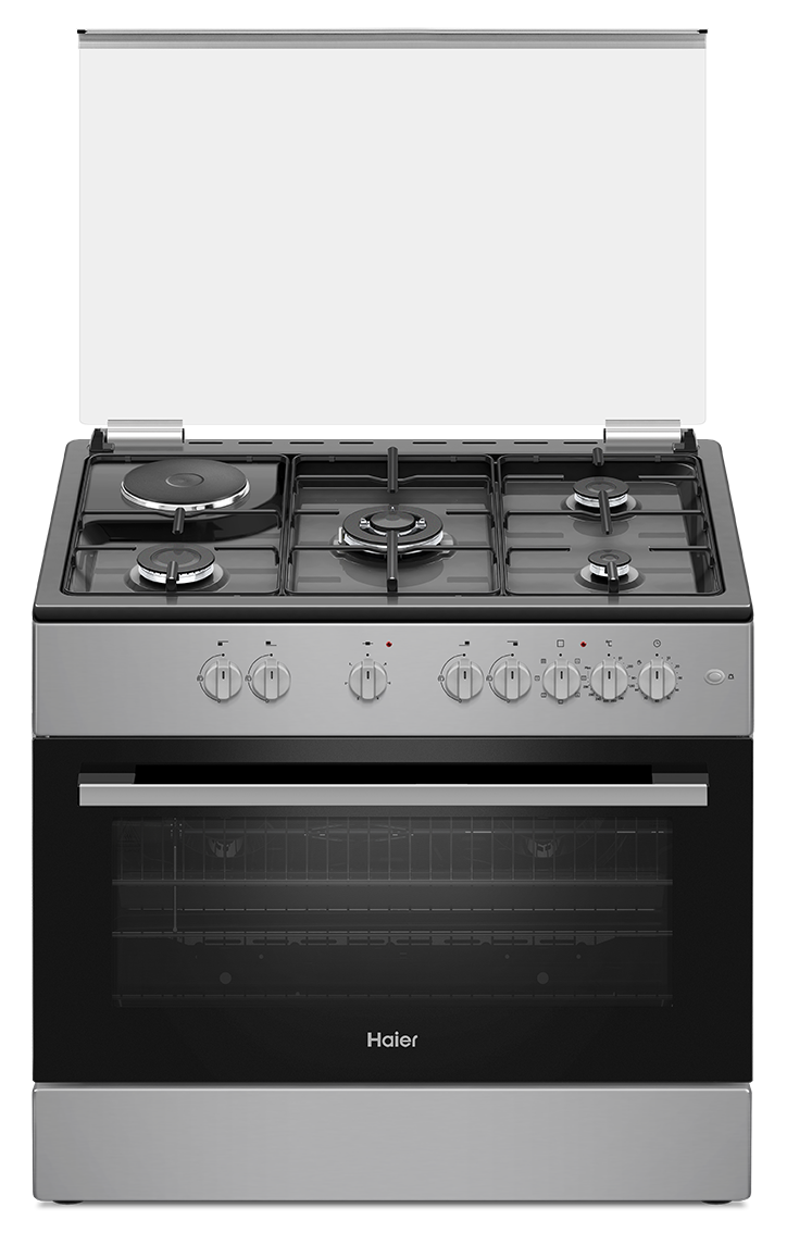 Cuisinière Haier 5 Feux Mixte Noir / Gris HCR6041EESB – Electro Privé Sénégal